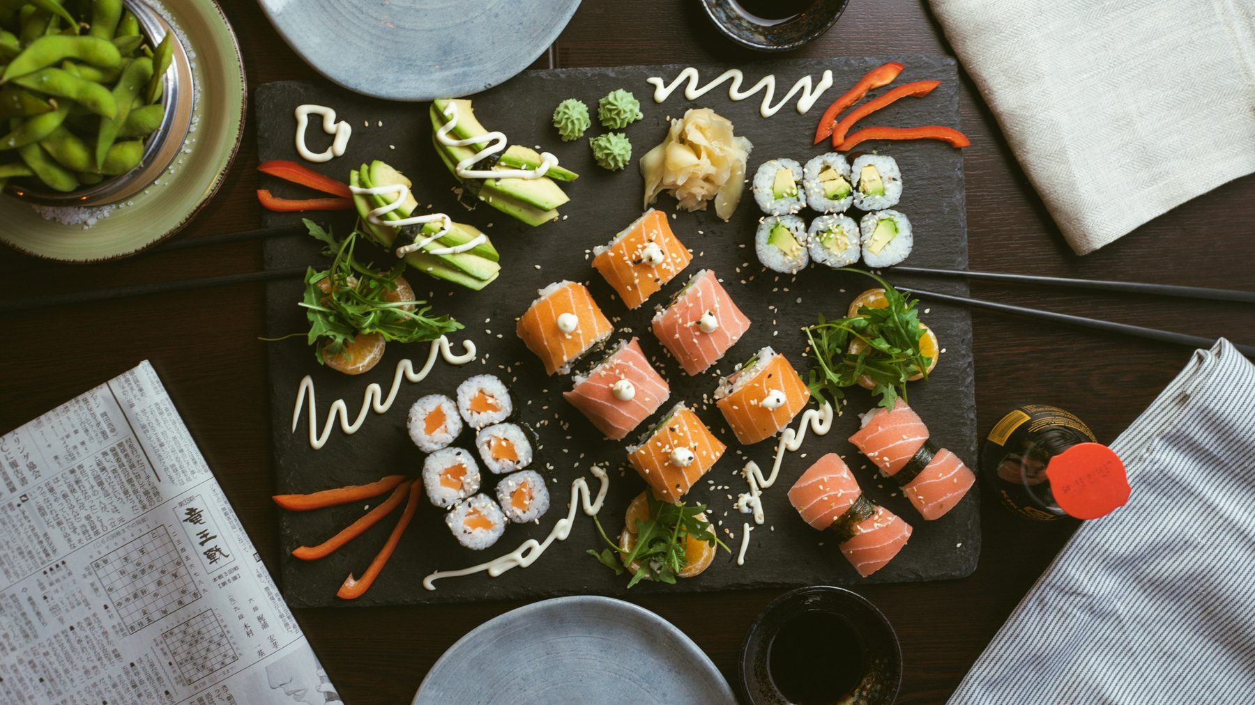Sushi selection presented on the table